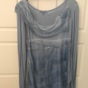 Tempo Paris denim blue long-sleeved tiered shirt